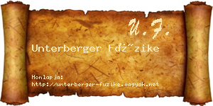 Unterberger Füzike névjegykártya